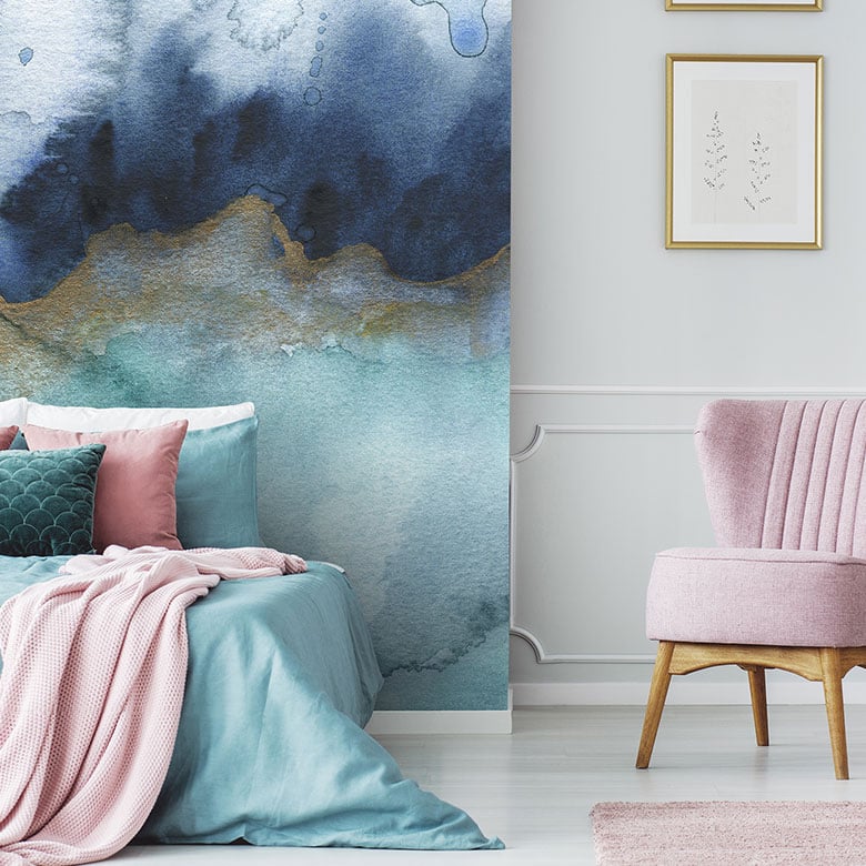 Teal & Grey Abstract Wallpaper Mural hero image