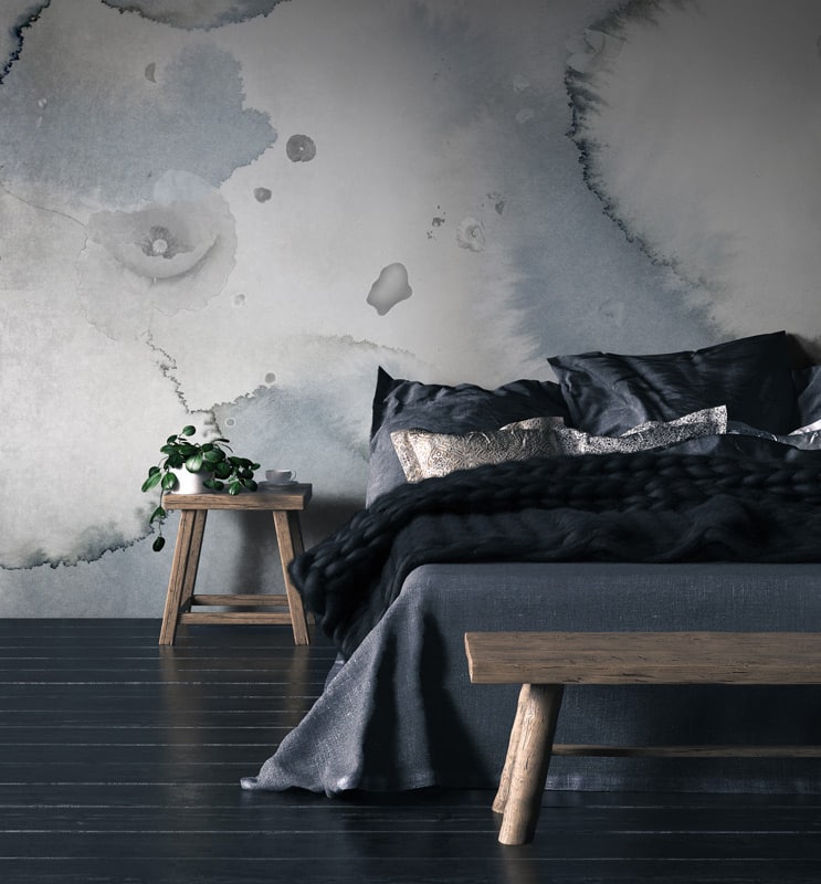 blue & white floral cloud wall mural hero image