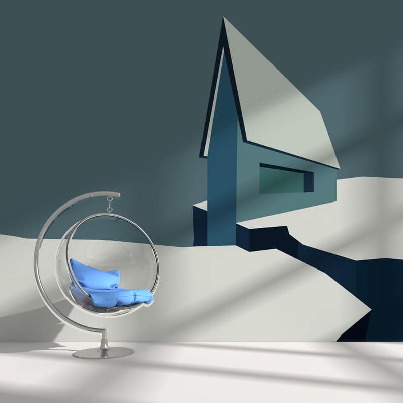 blue & grey abstract house wall mural hero image