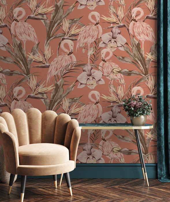 Tropical Orange Flamingo Wallpaper hero image