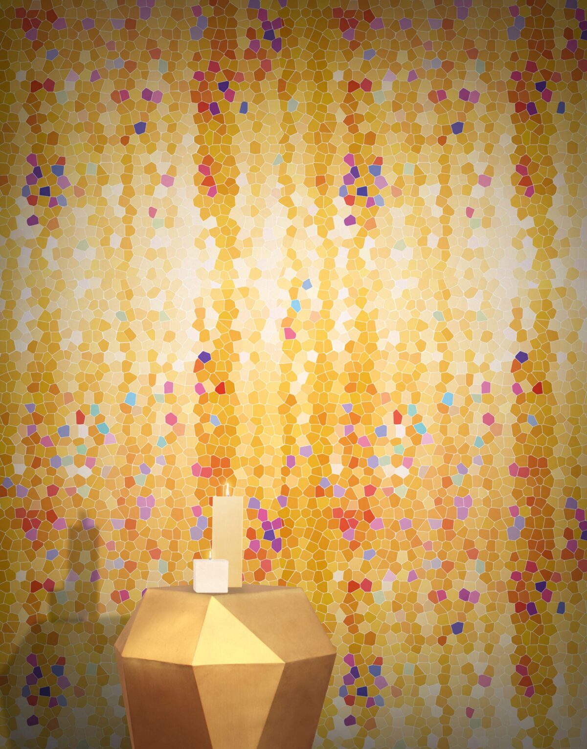 Yellow & White Modern Geometric Ombre Wallpaper hero image