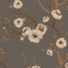 green chinoiserie fabric with flowers pattern image