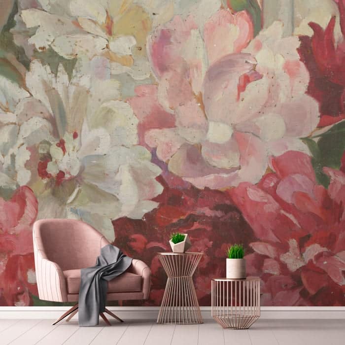 red & white beautiful flower wallpaper mural hero image