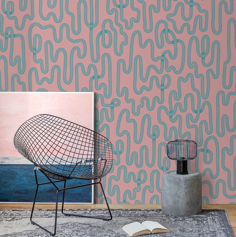 Pink & Blue Funky Modern Statement Wallpaper hero image