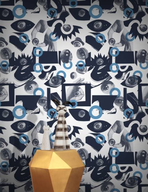 White & Blue Edgy Modern Eye Wallpaper hero image