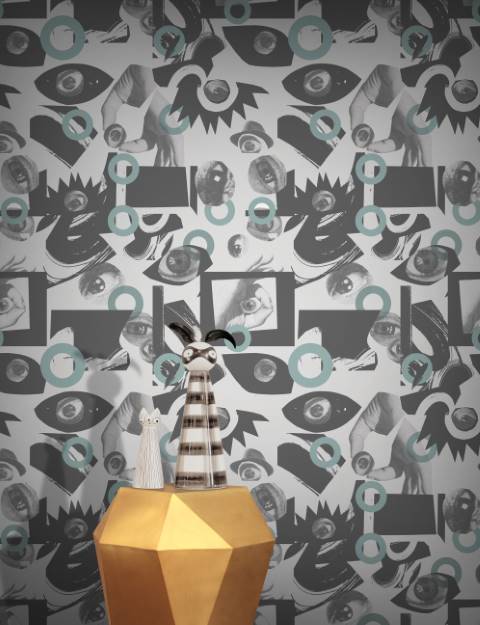 White & Green Edgy Modern Eye Wallpaper hero image