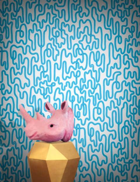 Blue & White Funky Modern Statement Wallpaper hero image