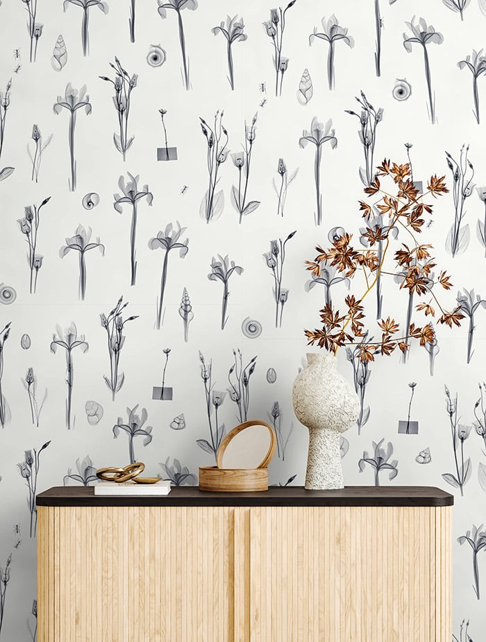 Grey & Cream Contemporary Flower Pattern Wallpaper hero image