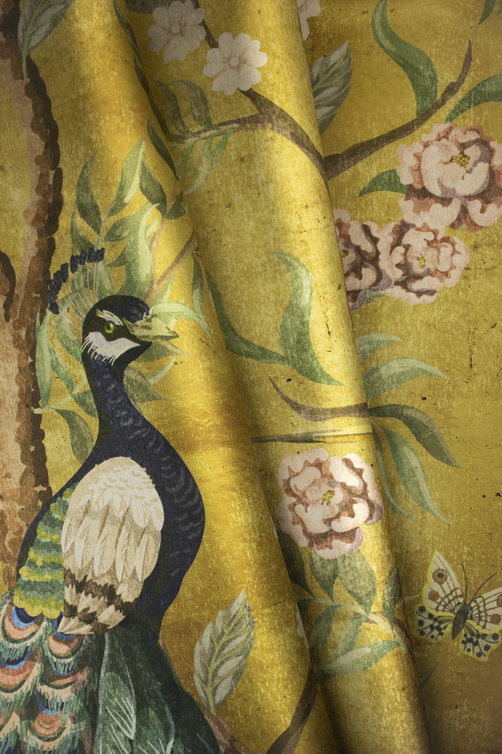 designer fabric silky peacock design