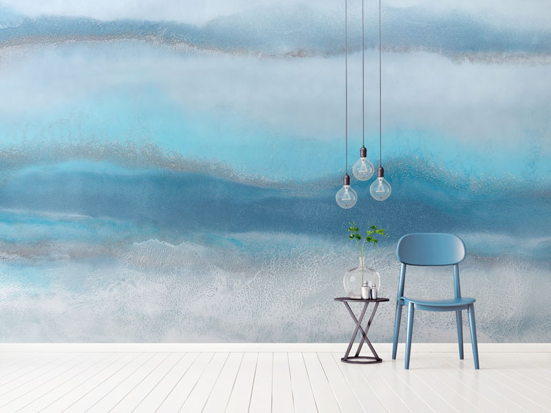 contemporary blue sea wallpaper mural