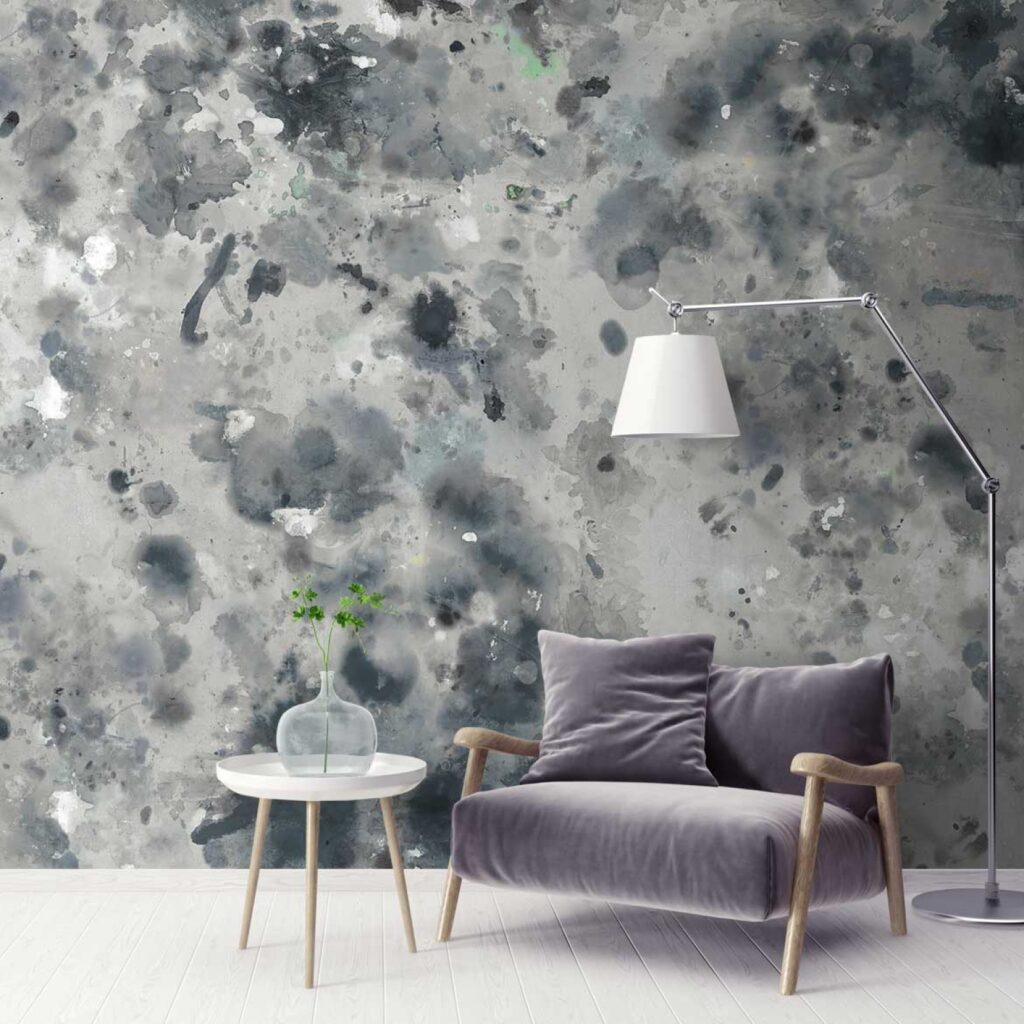 Grey Shabby Chic Watercolor Wall Mural