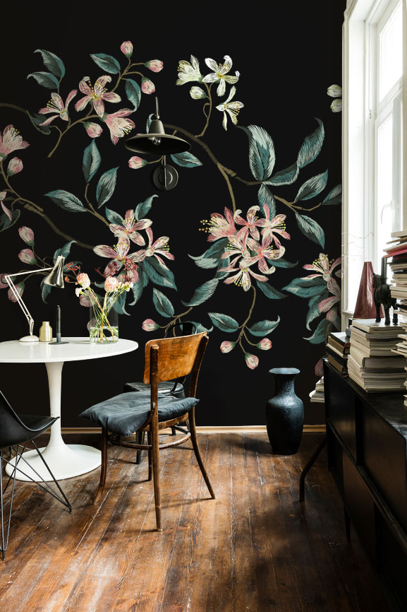 Embroidered Flower Wall Mural by La Feature