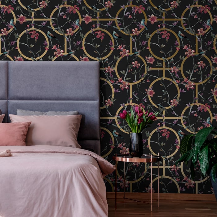 grey & gold luxury floral geometric wallpaper hero image