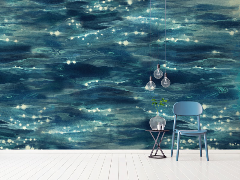 sparkling blue sea wallpaper mural