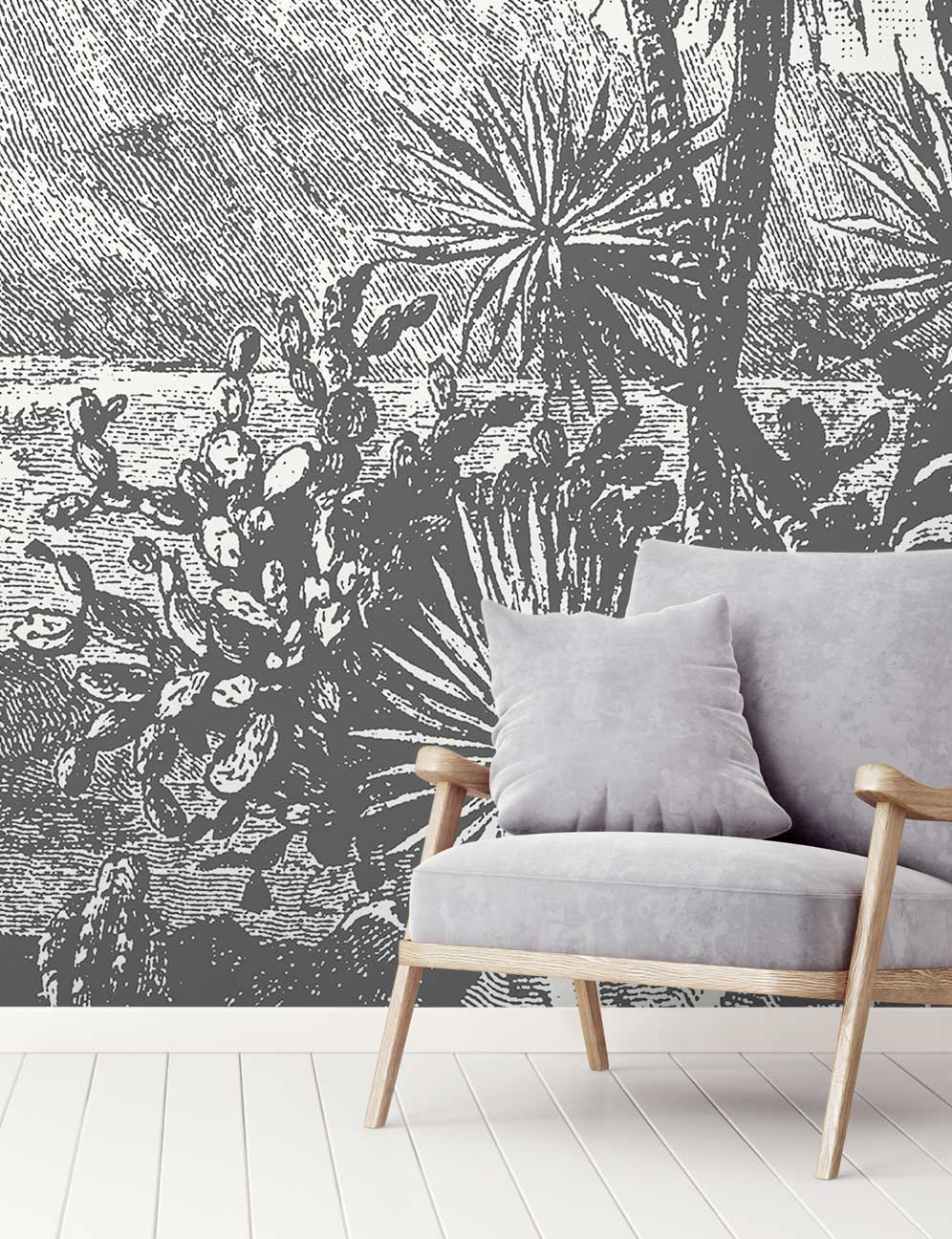 Black & White Beautiful Mountain Wallpaper Mural 