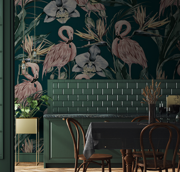 Tropical Shore - Deep Green by Wallpaper + Folk kitchen wallpaper ideas