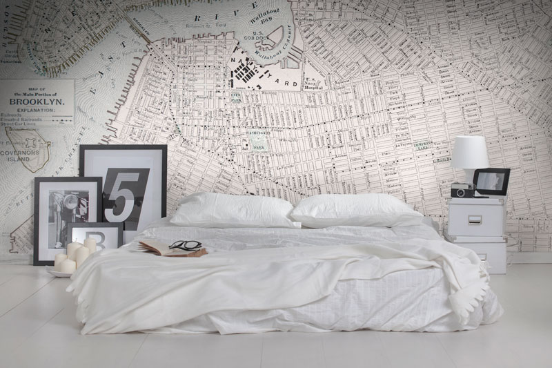 Vintage Brooklyn Map Wall Mural by La Feature