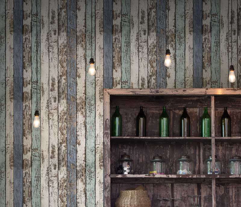 Vintage Coloured Wood Wallpaper by Wallpaper + Wow