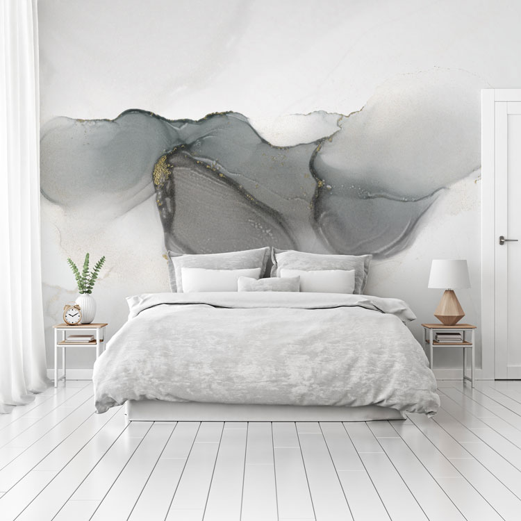 Grey abstract bedroom wall mural