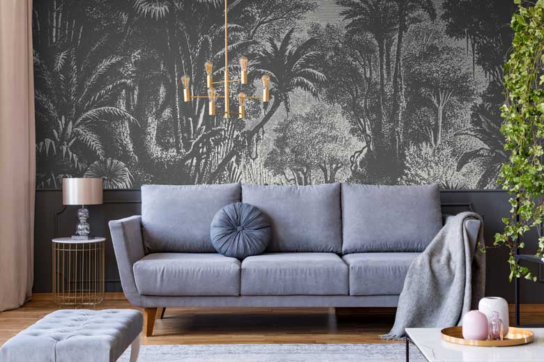 vintage jungle feature wall mural
