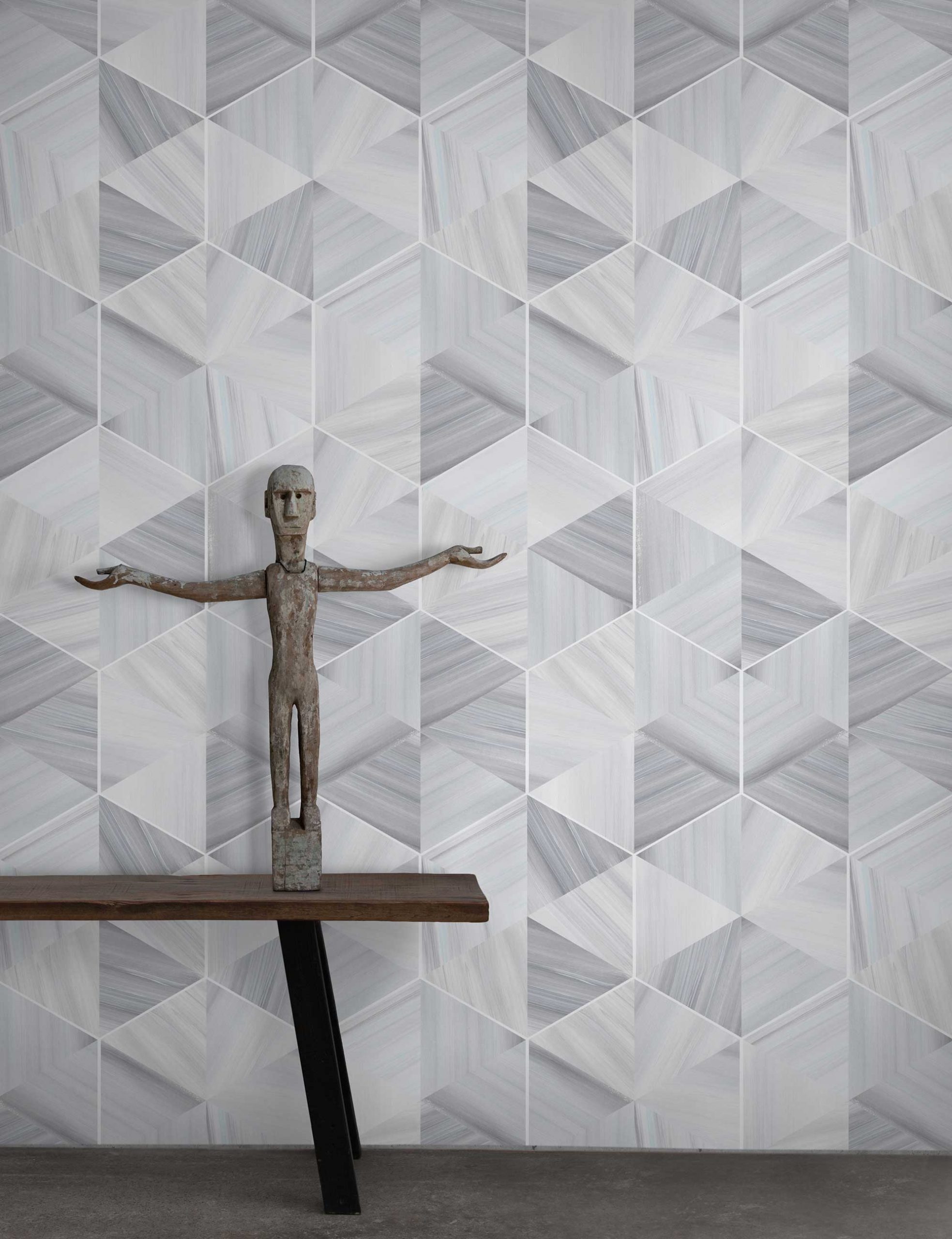 Grey Modern Marble Geometric Wallpaper - Feathr Wallpapers