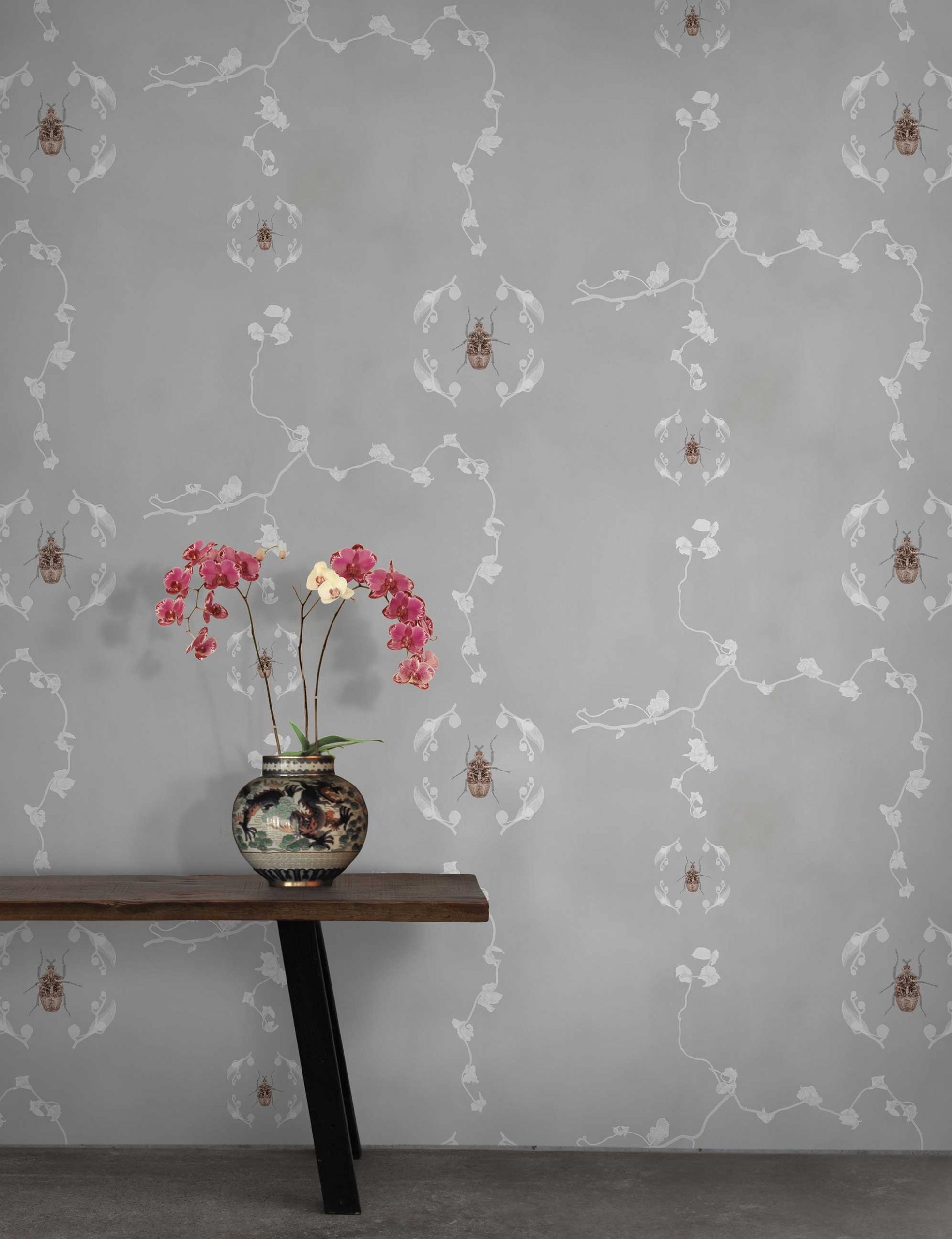 Grey Elegant Nature Beetle Wallpaper pattern image