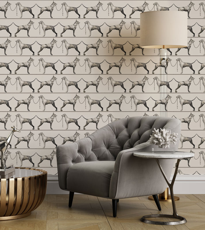 Cream Floral Dog Pattern Wallpaper hero image