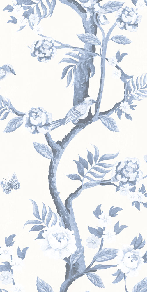 Blue & White Romantic Chinoiserie Wallpaper - Feathr Wallpapers