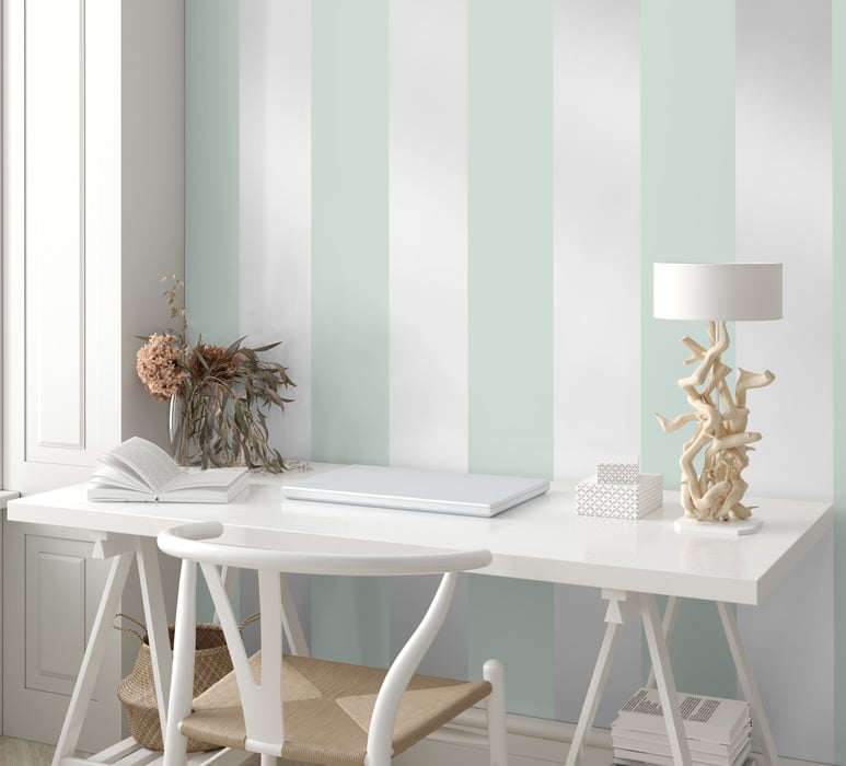 Green & Silver Modern Stripe Wall Mural Hero Image
