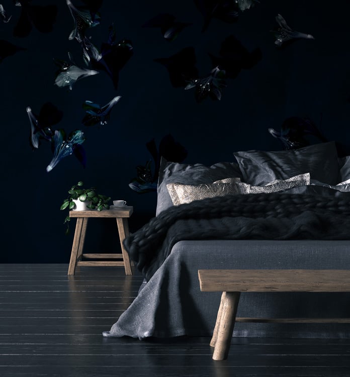 blue floral abstract wallpaper mural hero image