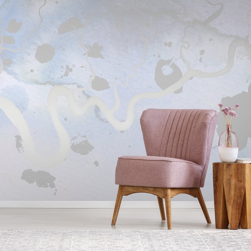 blue & white abstract river wallpaper mural hero image