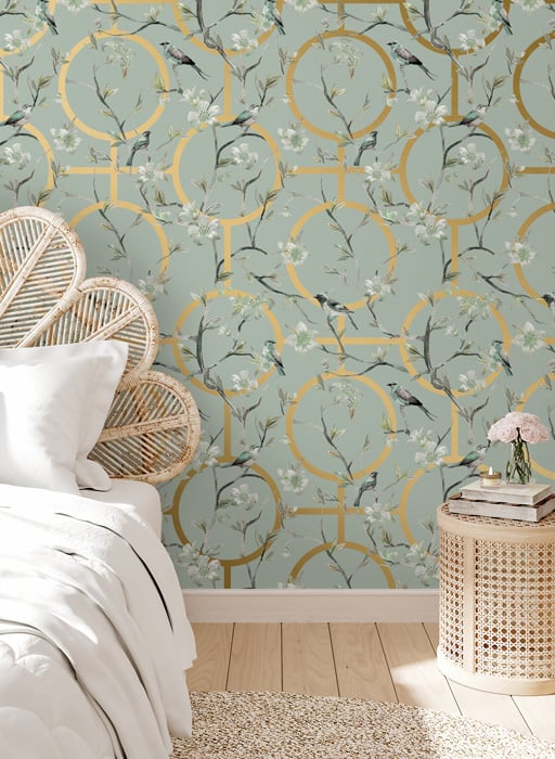 gold & green luxury floral geometric wallpaper hero image