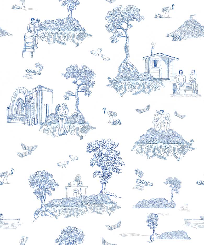 Featured image of post Blue And White Toile De Jouy Wallpaper