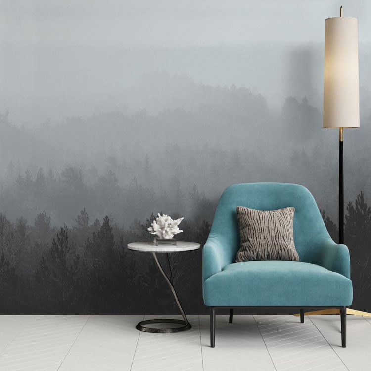 Blue Vintage Forest Wall Mural hero image