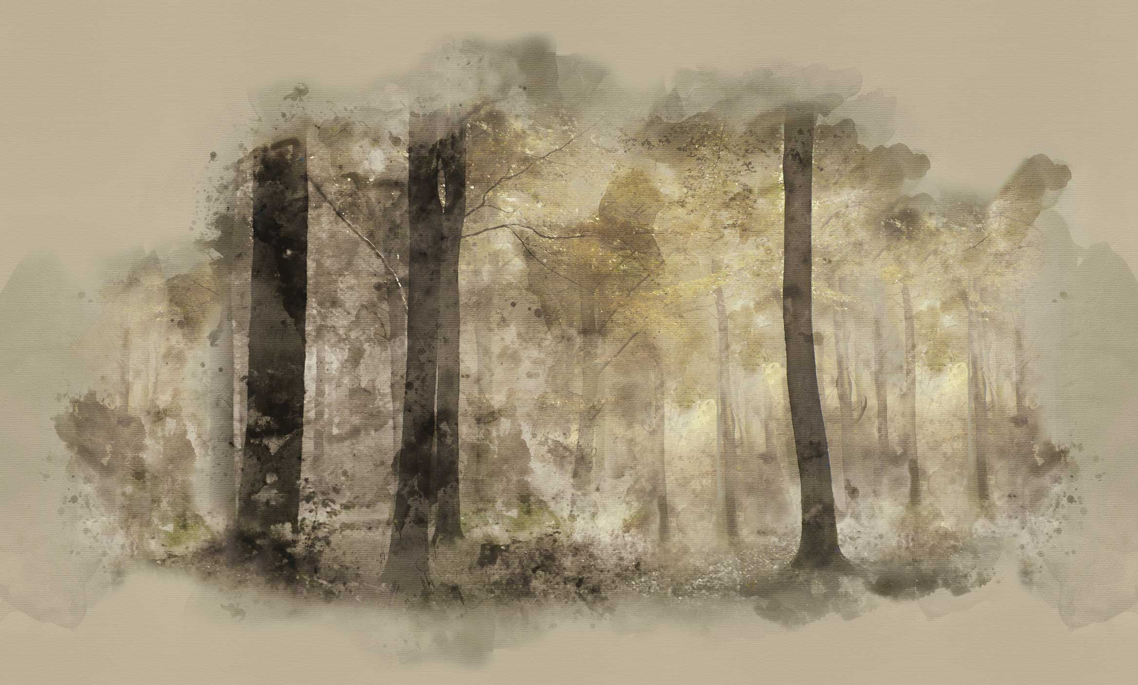 Brown & Cream Stag Forest Wall Mural custom mural image