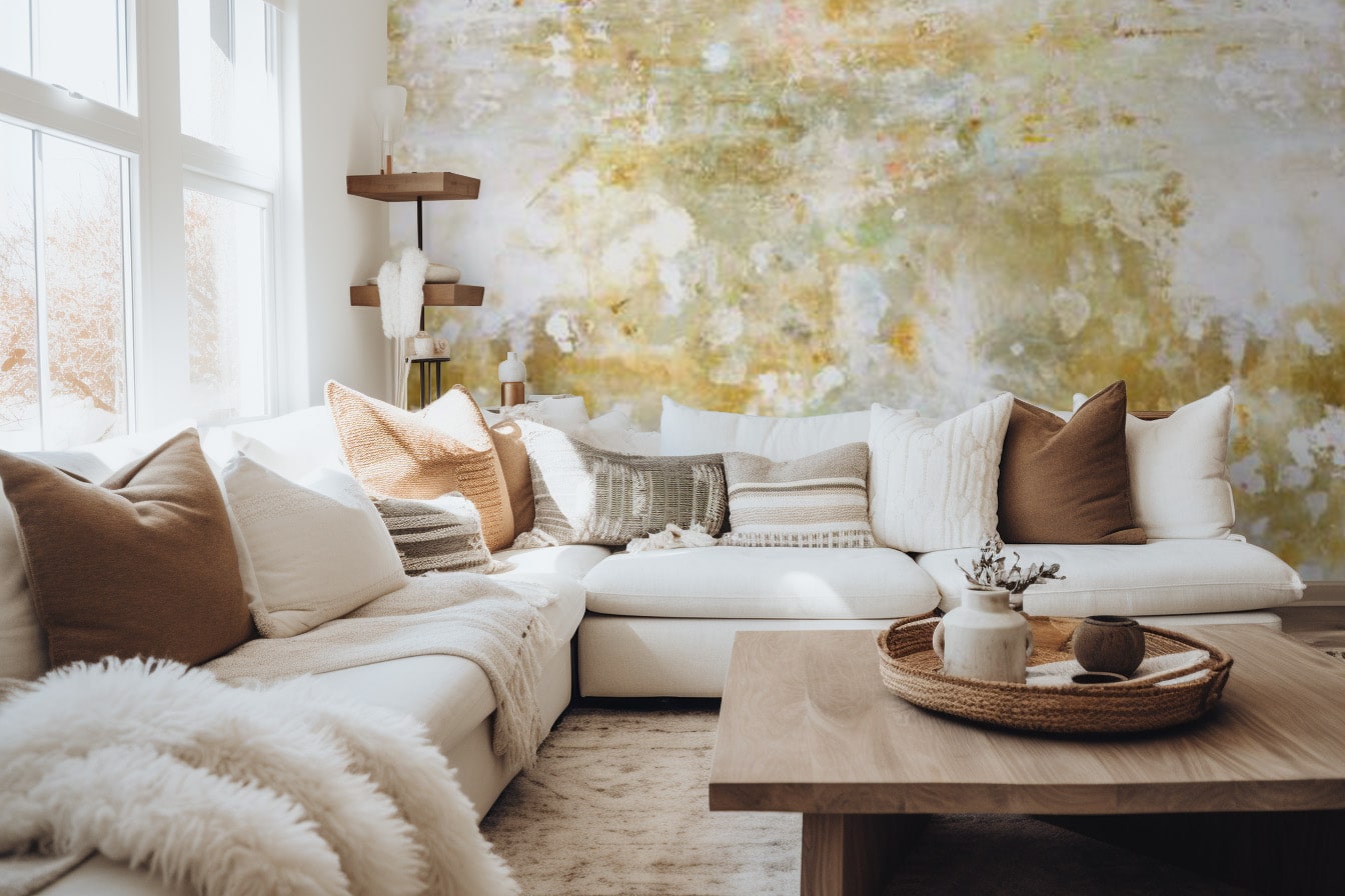 Yellow Distressed Shabby Chic Wall Mural Feathr Wallpapers