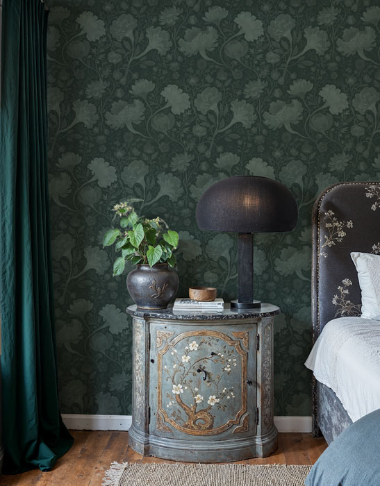 green green dark floral wallpaper FE49602 HeroImageLo - Feathr™ | The Home of Artisan Wallpaper