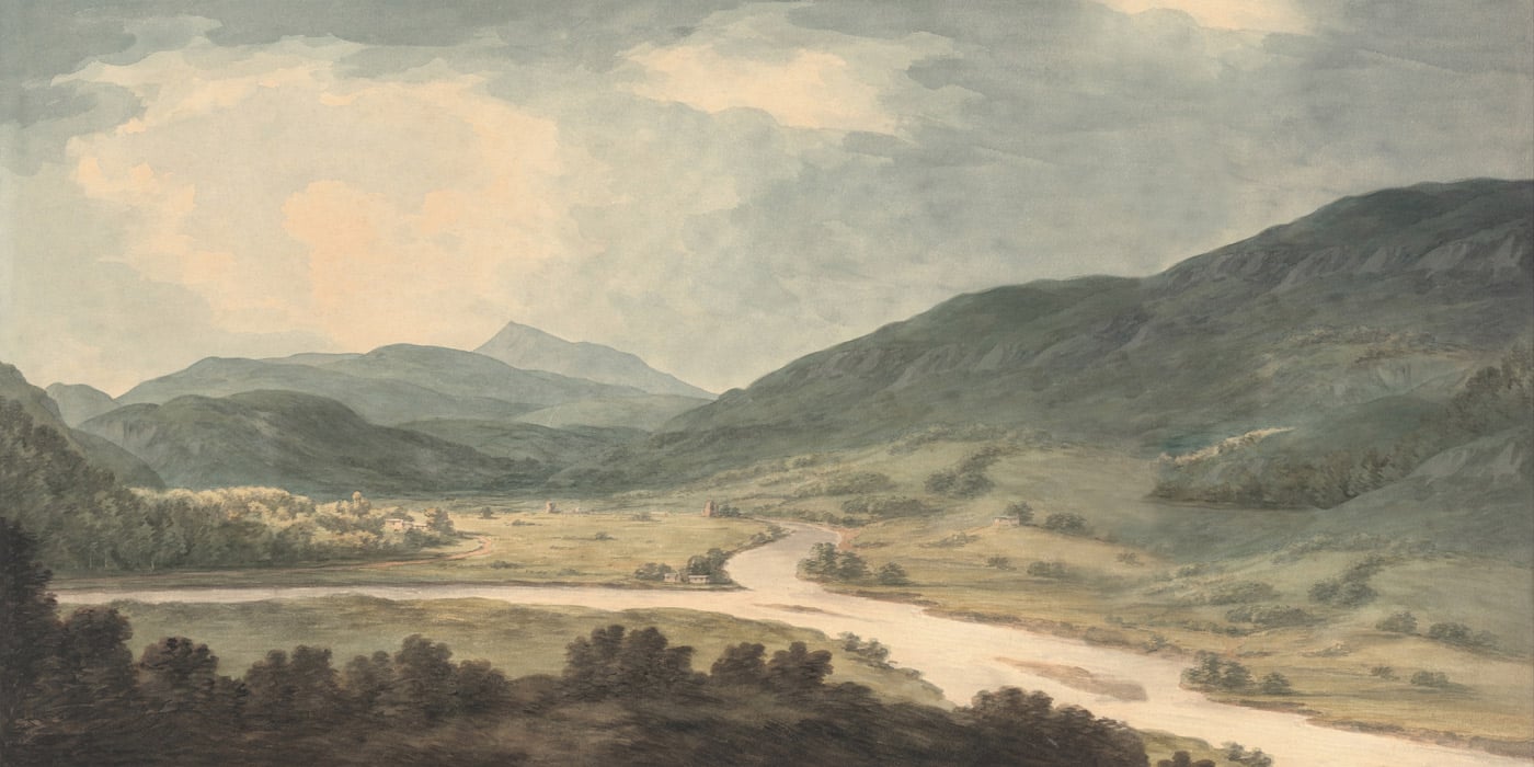 green mountain landscape wall mural hero image