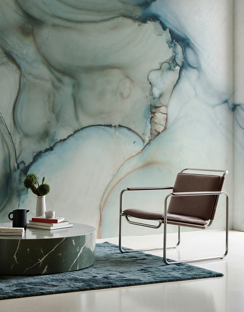 infinite paths wall mural green abstract watercolour